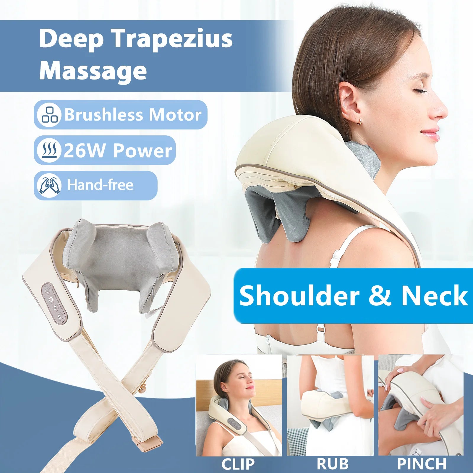 Back Massager Shawl with Heat - Rechargeable Deep Tissue Relief Device Back Massage Instrument Tidesmit