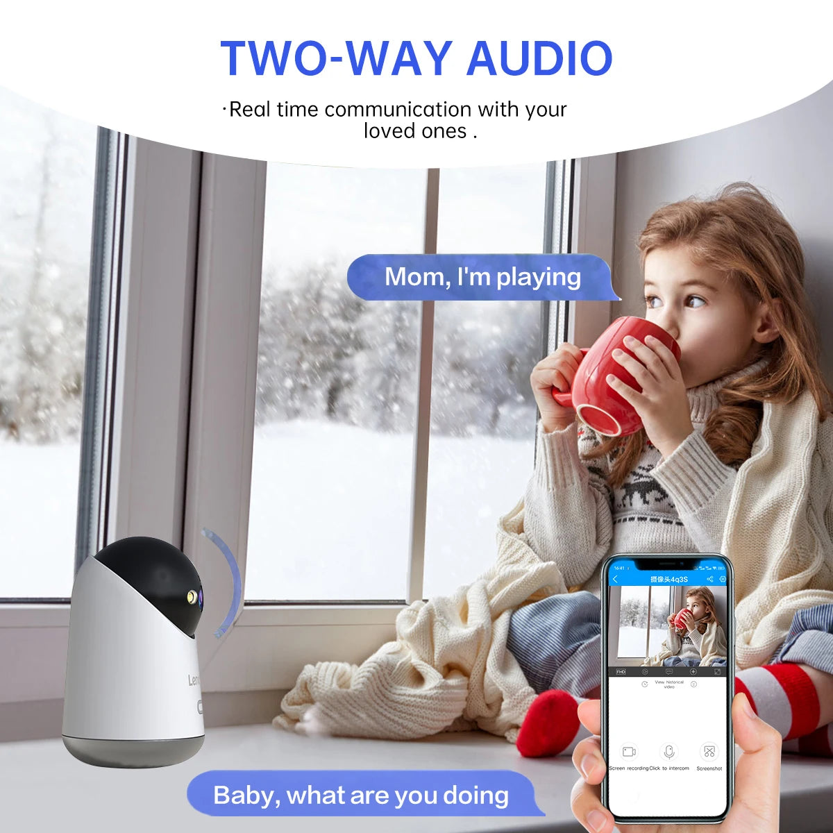 Lenovo 8MP 5G Wifi Indoor Security Camera HD IP Cam Color Night Vision Two-Way Audio PTZ 360° Home Surveillance Baby Monitor