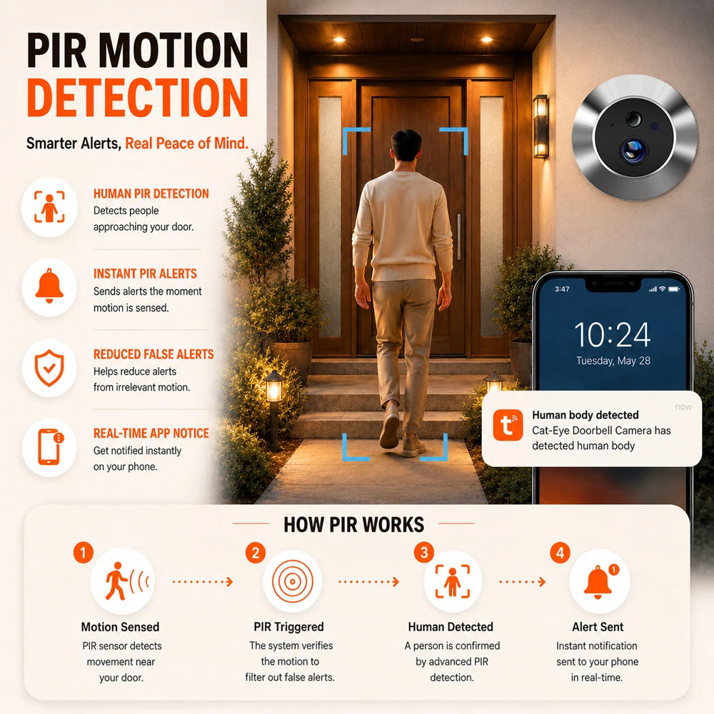 Tuya Smart 3MP 140° Wide View Angle Mini Digital Peephole Eye Viewer WiFi IR PIR Detection Doorbell Door Camera Alexa Google