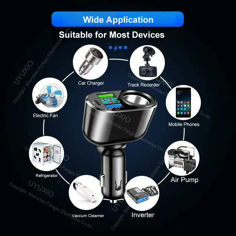 USB C Car Charger Adapter - 30W Fast Charging with LED Voltage Display Tidesmit