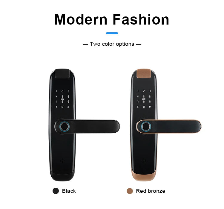 TUYA APP Compatible Smart Life App Unlock Smart Door Lock for Home Wood Door with Fingerprint Handle Combination Rfid Card
