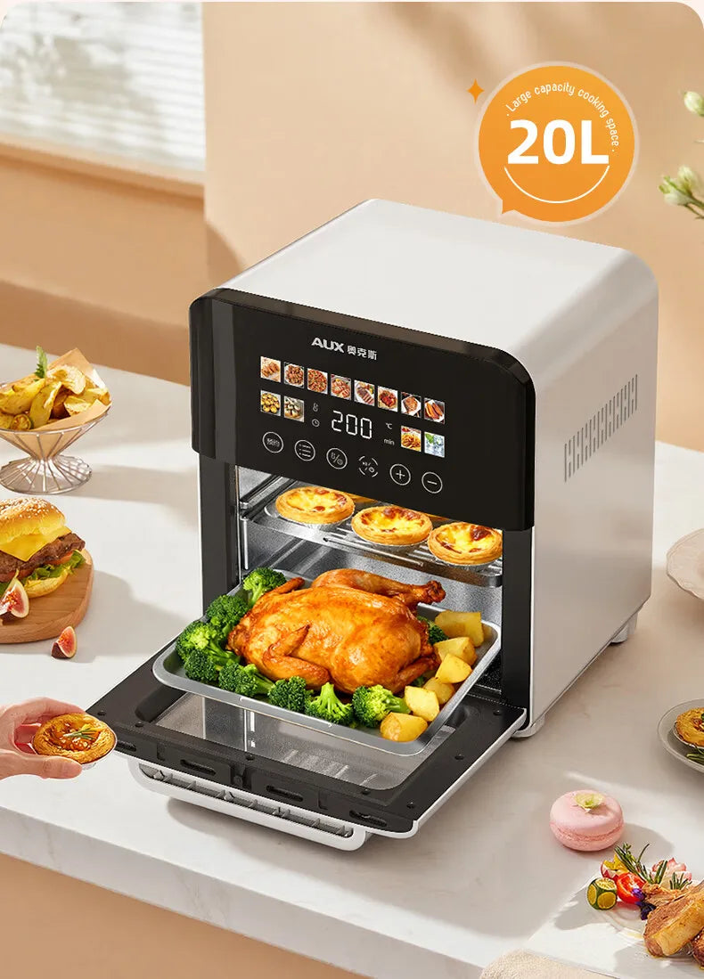 Air fryer 20L household visual automatic flip free multifunctional touch screen double-layer steam oven integrated machine