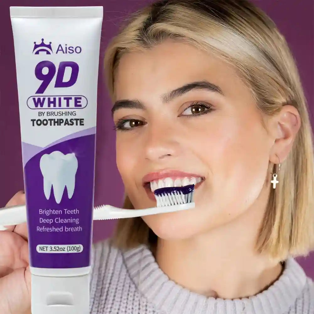 Tidesmit 9D purple white toothpaste for deep teeth whitening, stain removal, and long-lasting fresh breath.