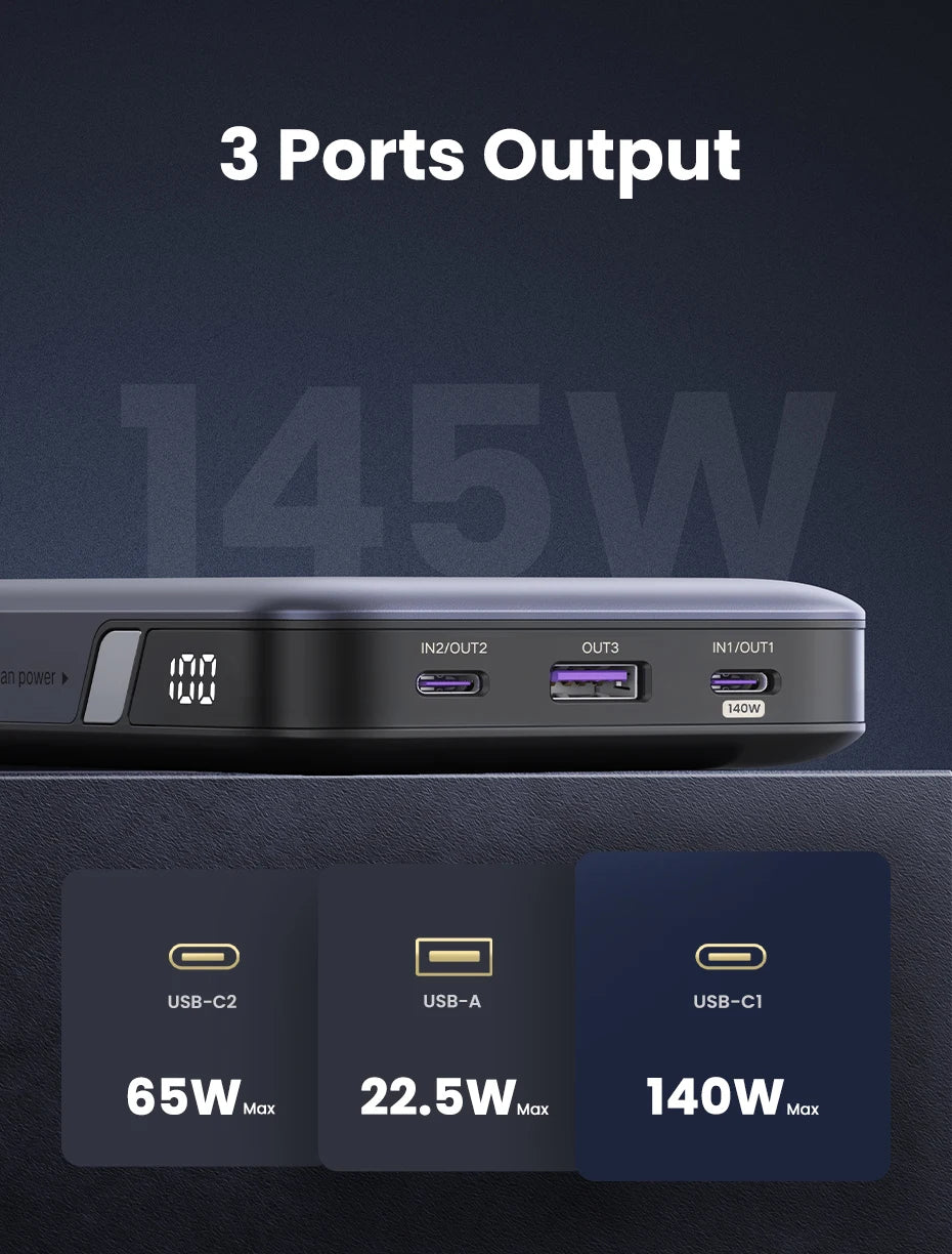 140W Portable Charger: 25000mAh PD 3.1 High Capacity Power Bank Tidesmit