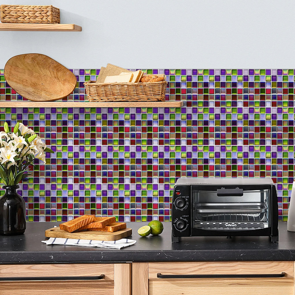 Peel and Stick Mosaic Tile Stickers 6.7x9inch Self Adhesive 3D Thick PE Foam Waterproof Kitchen Bathroom Backsplash Wall Decals