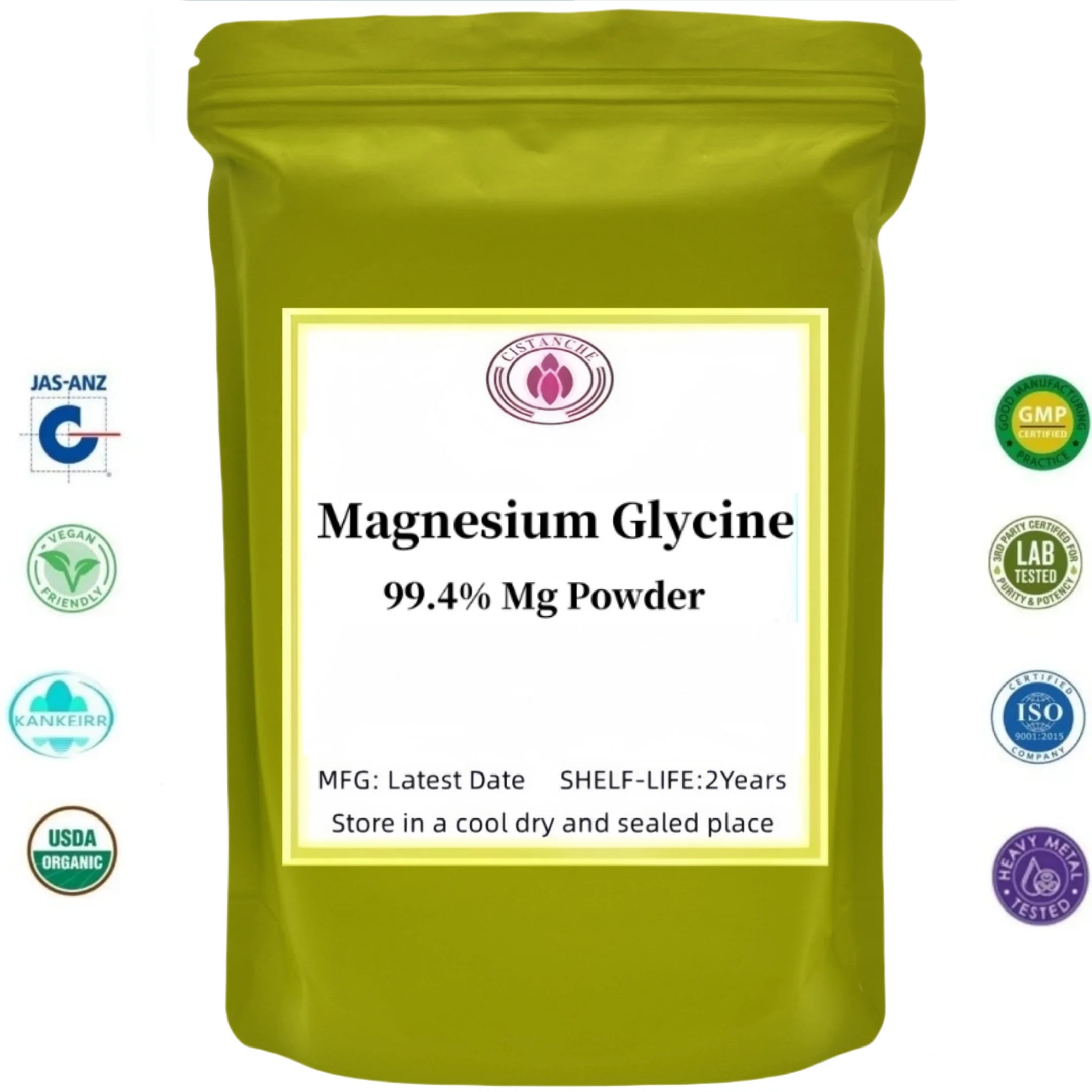 4-layer Out Pack Aluminum Foil Bag 100% Magnesium Glycinate Powder DoubleDeck PlasticBag for Global Distributors