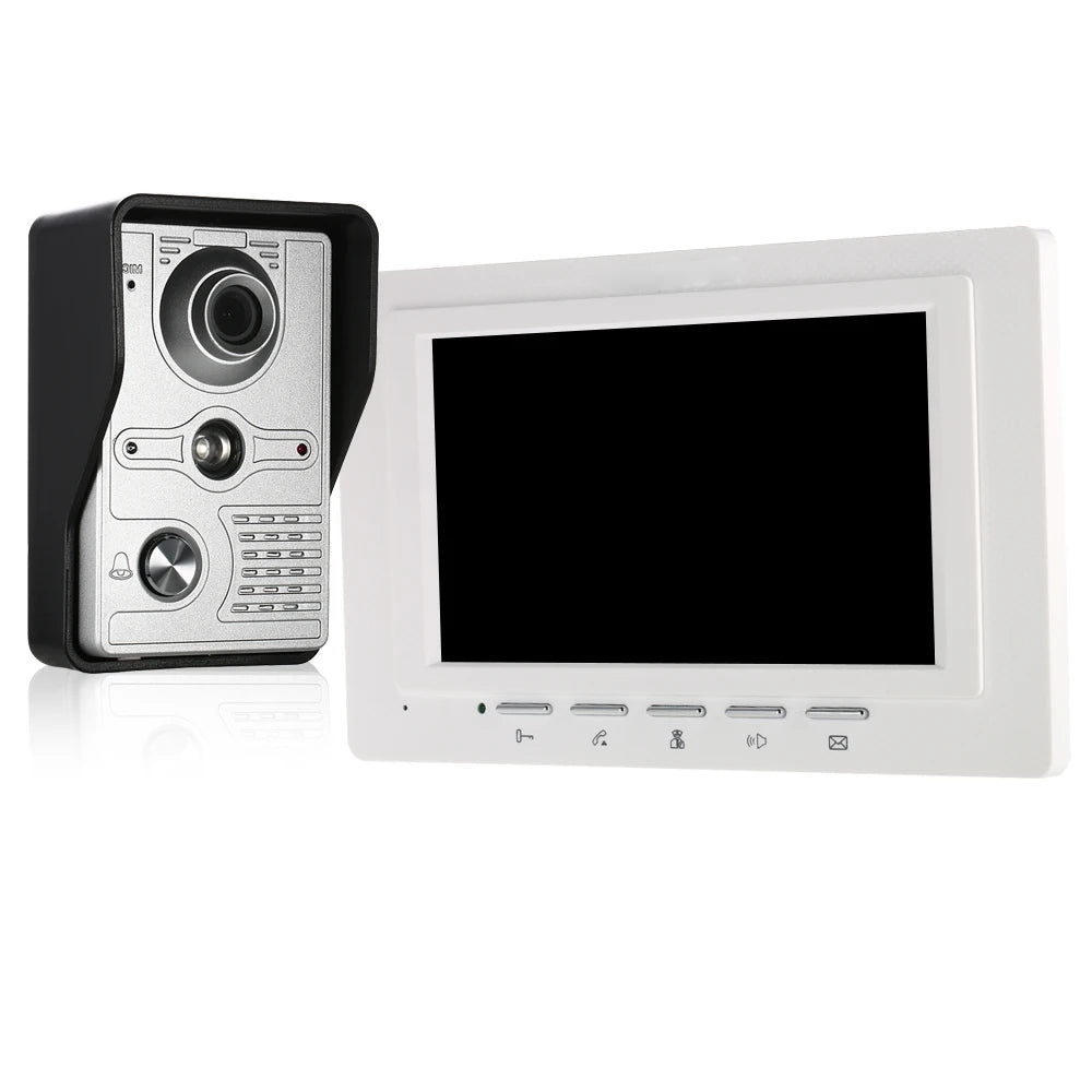 7 inch Wired Video Doorbell Indoor Monitor IR-CUT Outdoor Camera Visual Intercom Two-way Audio Remote Unlock Video Door Phone