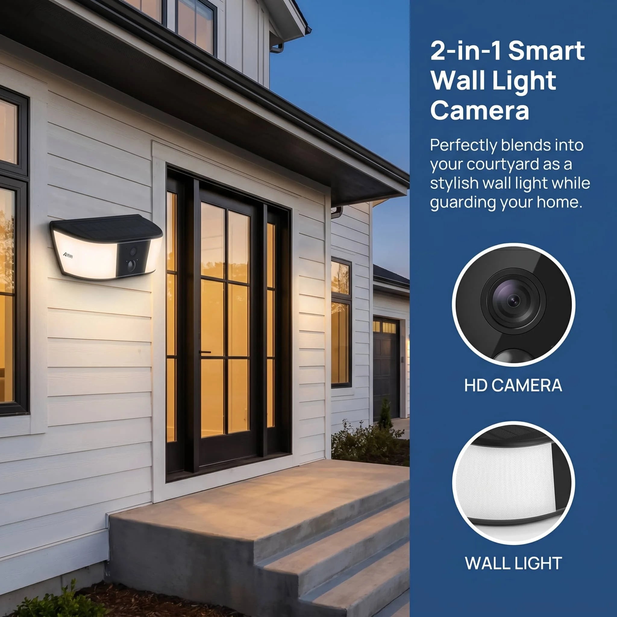 ANRAN 1296P Floodlight WiFi Solar Camera Security Outdoor Wireless Camera Human Detection Alarm Surveillance HD Two Way Audio