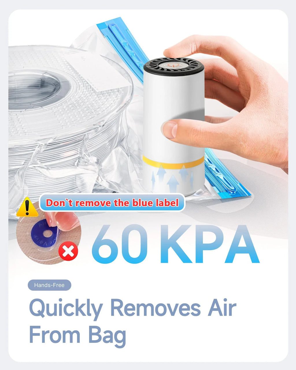 Vacuum Sealing Design 3D Printing Material Vacuum Bag, Equipped with USB Charging Electric Air Pump