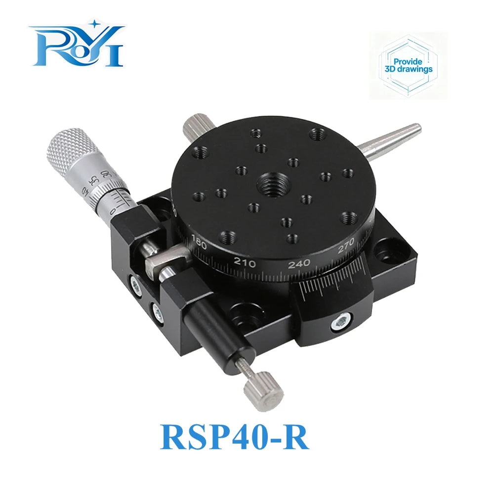 R Axis 40mm RSP40-L RSP40-R 360 Degree High Precision Manual Optical Rotary Platform Angle Adjustment Platform Micrometer Slide