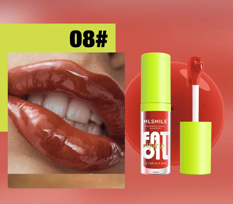 Moisturizing red lip oil with a high-shine, glossy finish. Plumping liquid lipstick for nourished, hydrated lips.