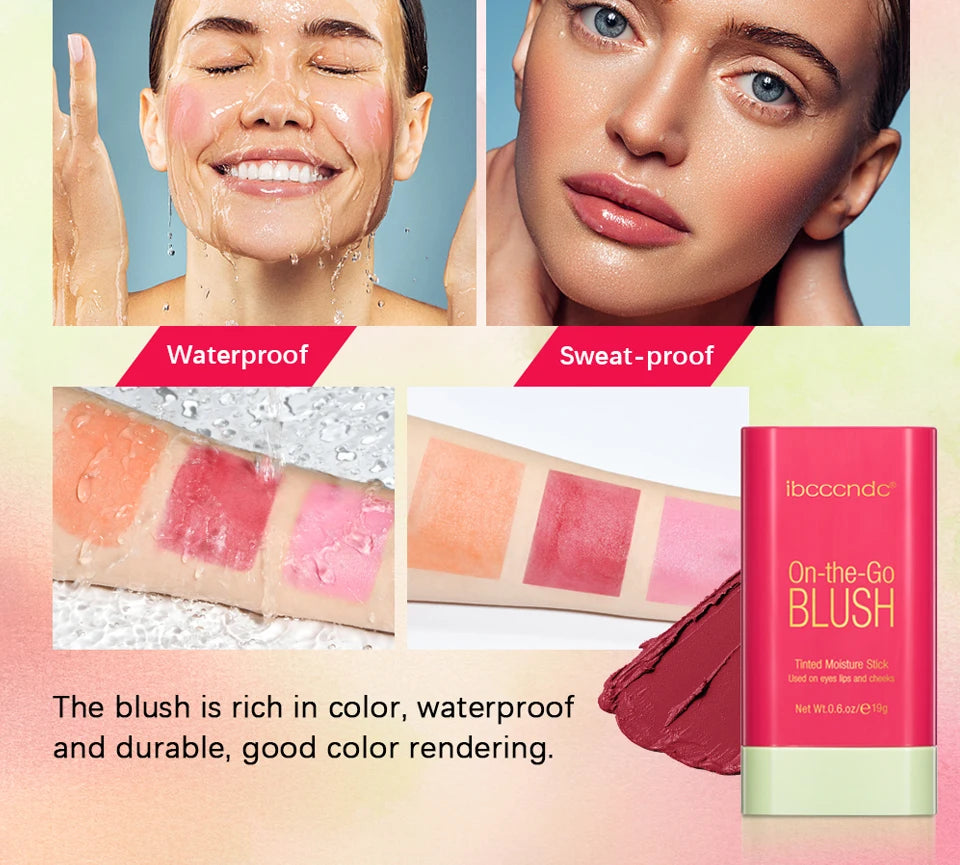 Tidesmit high color rotating orange blush stick texture close-up for waterproof long-lasting moisturizing face makeup