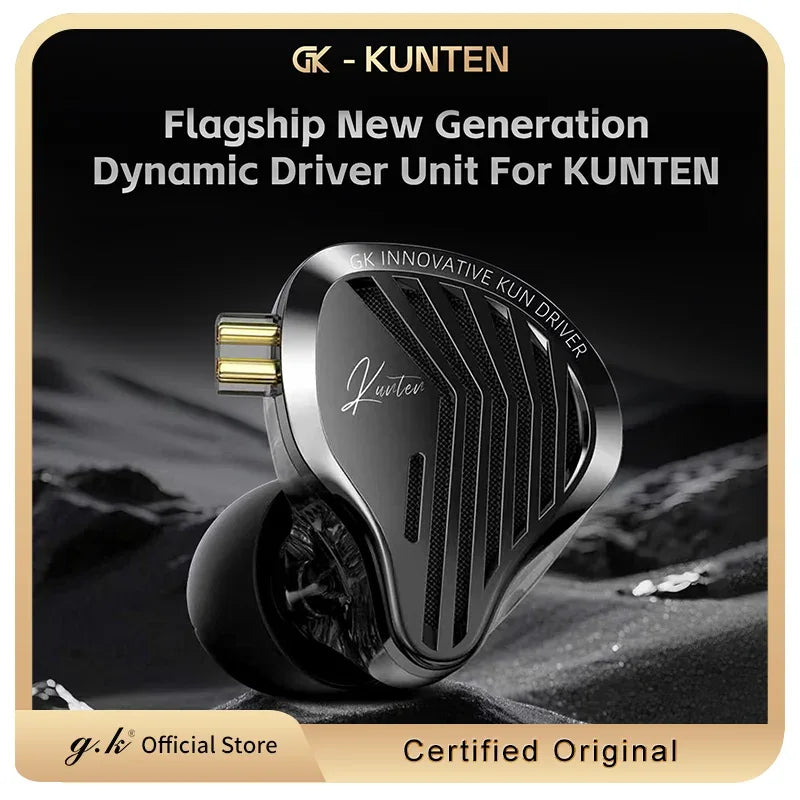 GK KUNTEN Dynamic Drive Headphones HIFI Heavy Bass Earbuds Sports Metal Headphones Detachable Headphones 2PIN KZ Zenith EDX Tidesmit