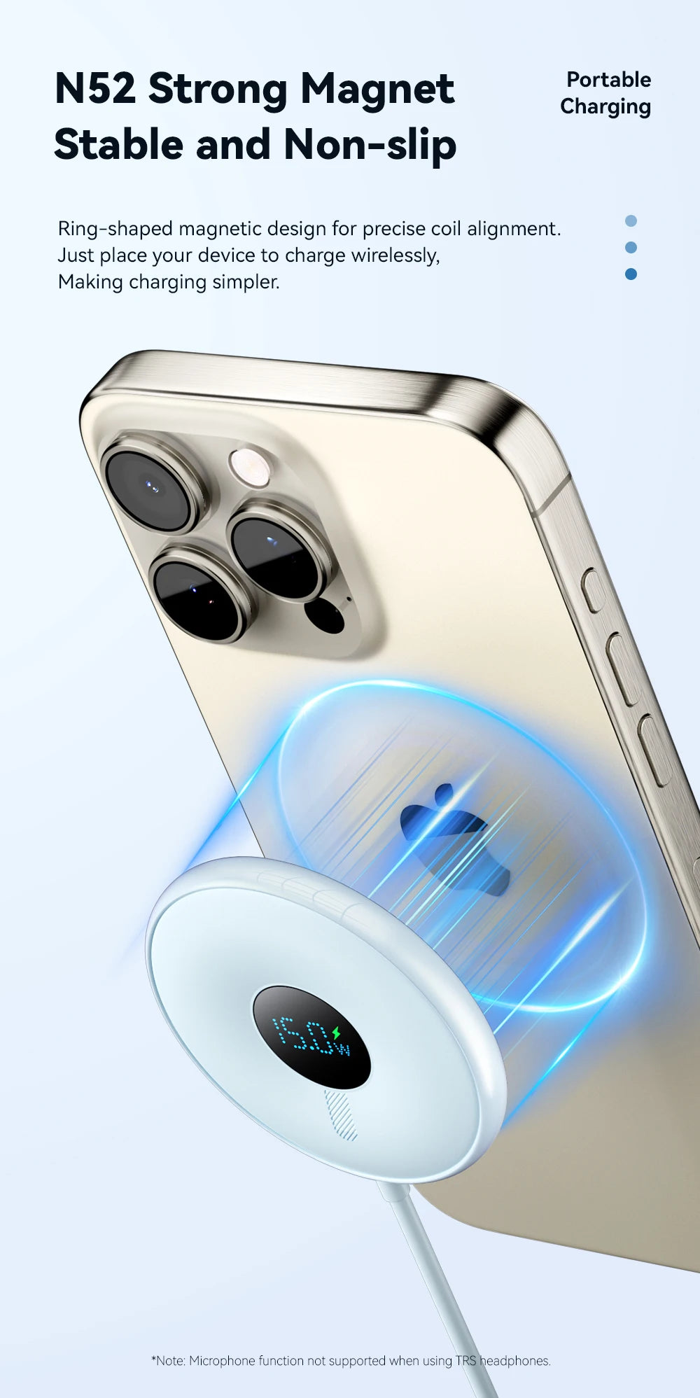Magnetic Wireless Charger 15W with Digital Display - MagSafe Compatible Tidesmit