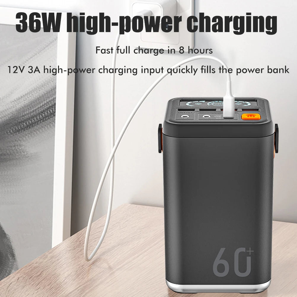 60000mAh Fast Charging Power Bank - 55W PD Portable Charger Black Tidesmit