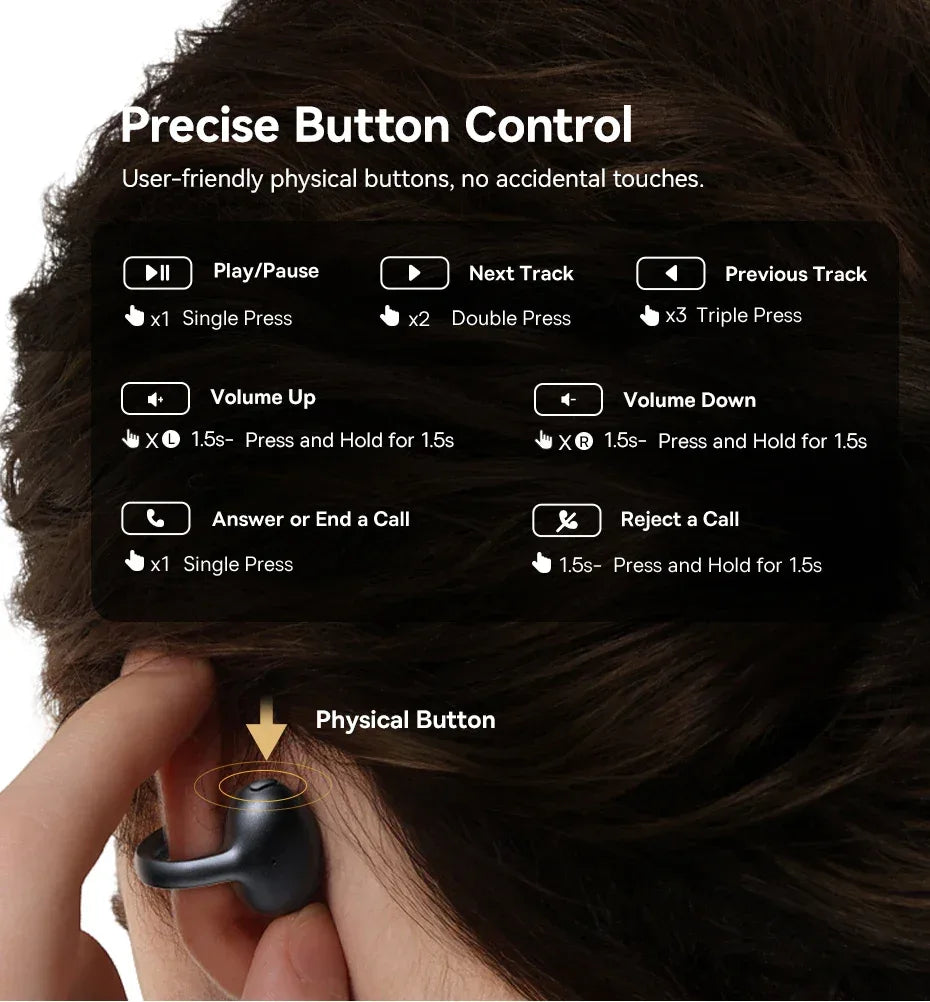 Baseus MC1 Pro Ear Clip Wireless Earphones Bluetooth 6.0 Hi-Res Ultra Open Earbuds earrings 4-Mic ENC Clip on ear buds Headphone Tidesmit