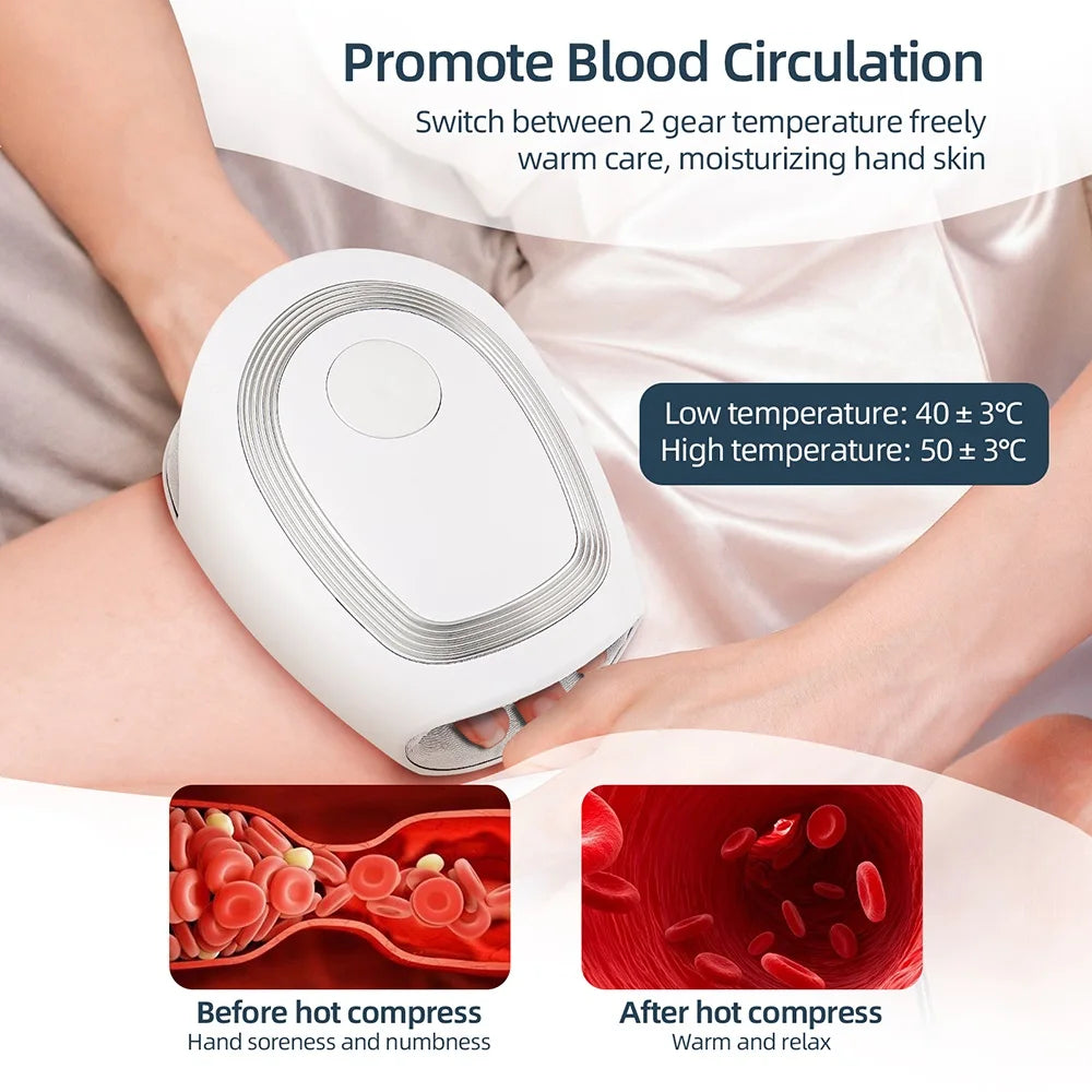 Tidesmit Electric Hand Massager with Heat and Air Compression - White Relaxation Treatment Tidesmit
