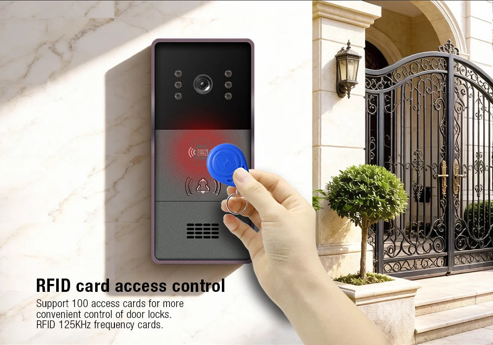 Video Intercom System 1080P Tuya WiFi  Video Door Bell Wireless Video DoorPhone with RFID  Unlock Door Camera