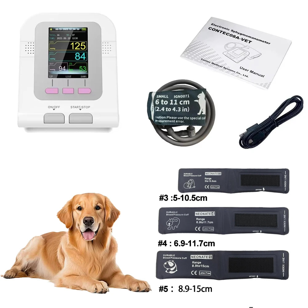 CONTEC08A Vet Use Electronic Sphygmomanometer Digital Blood Pressure Veterinary Vet Use Monitor Pets Dog Cat Horse Etc