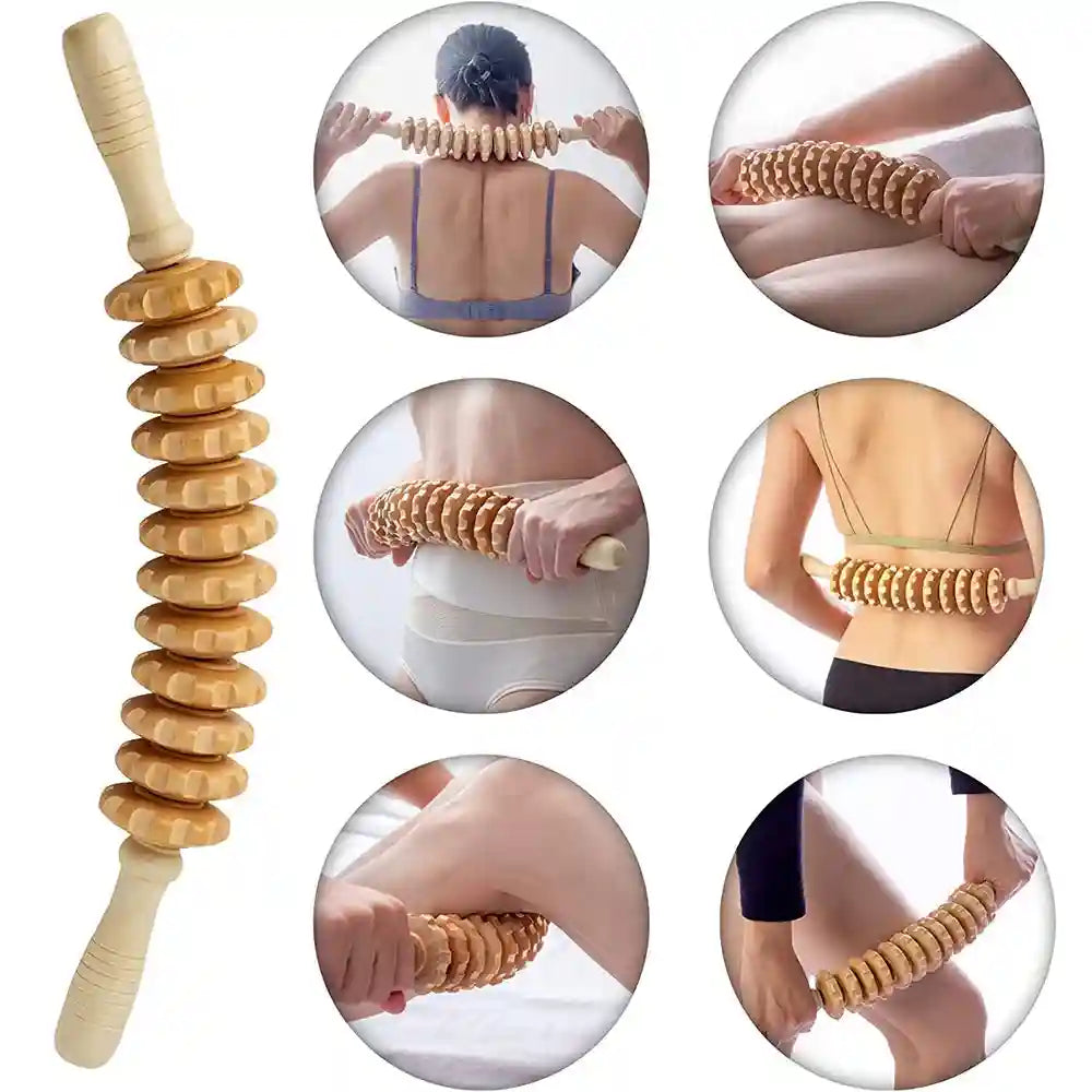 Wood Therapy Massage Roller for Lymphatic Drainage | 12 Rollers Eye Massage Instrument Tidesmit