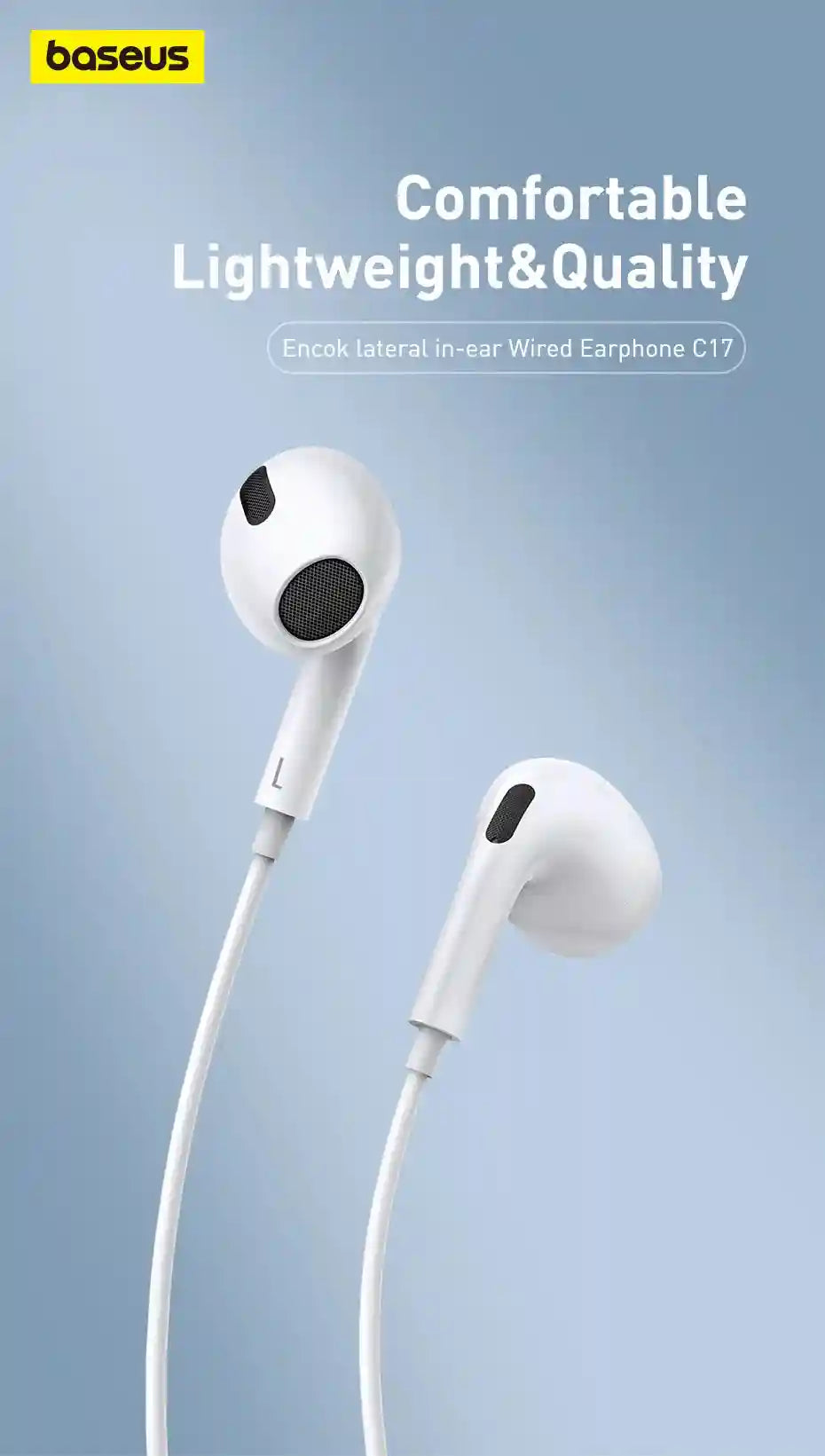 USB-C Wired Earbuds with Mic – White Noise Isolating In-Ear Headphones Tidesmit