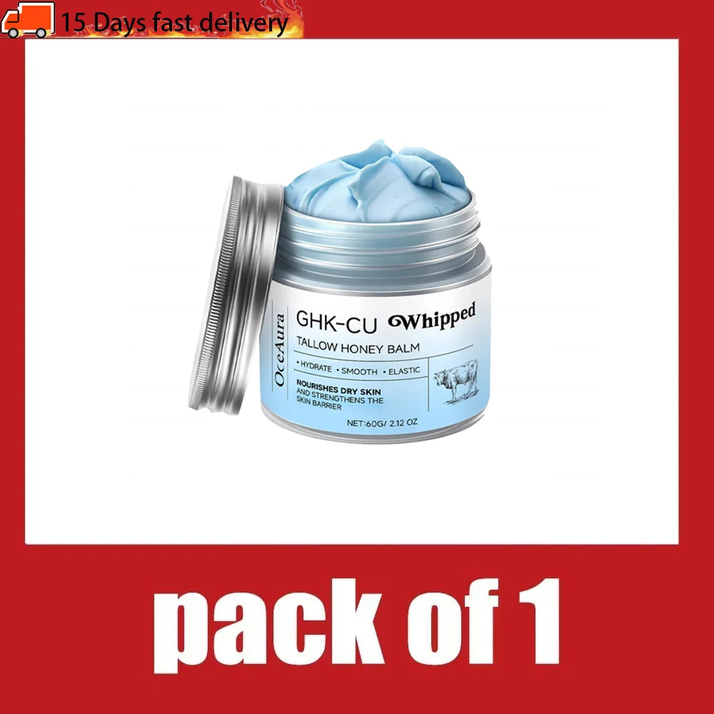 GHK-Cu Copper Peptide & Beef Tallow Blue Balm with Manuka Honey – Moisturizer for Mature, Dry, Sensitive Face & Body Skin