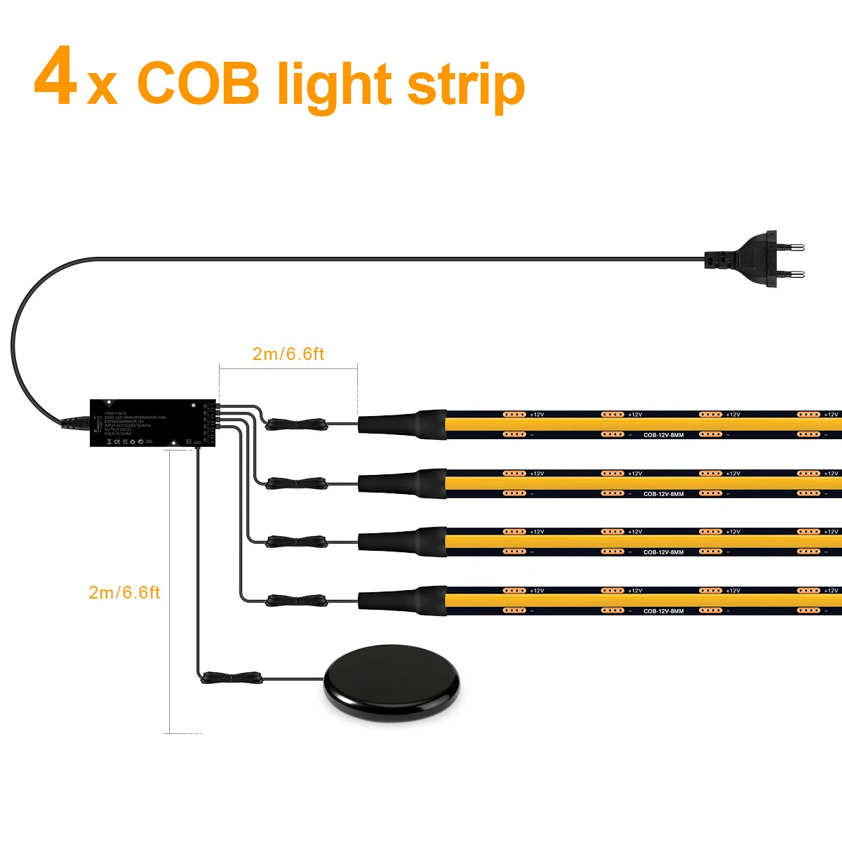 Touch Dimmer COB LED Strip Light, No Hole Install, Penetrate Wood/Glass Control, 12V Warm/Neutral White, for Acoustic Wall Panel