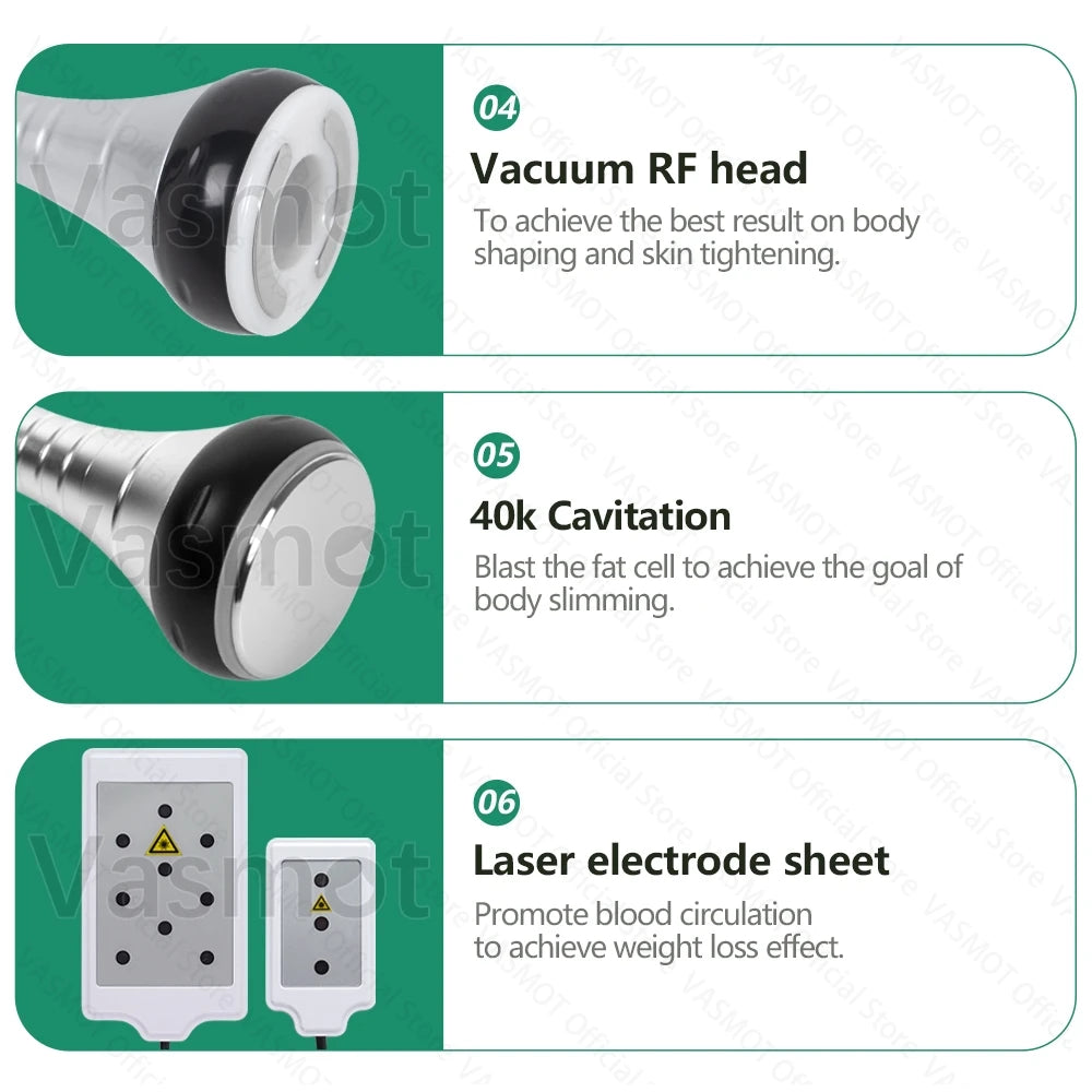 40K Ultrasonic Cavitation Body Sculpting Machine - 6-in-1 Pro Device Relaxation Treatment Tidesmit