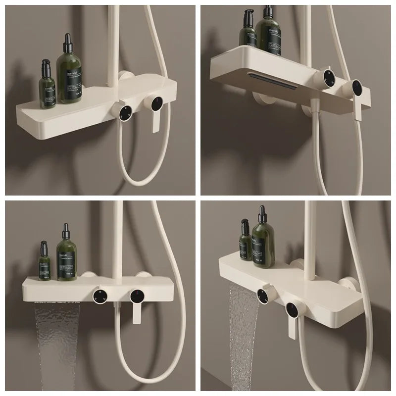 KEMAIDI Bathroom Shower System Set Hot and Cold Control Multifunctional Knobbed Triple Function Shower Set with Hand Shower
