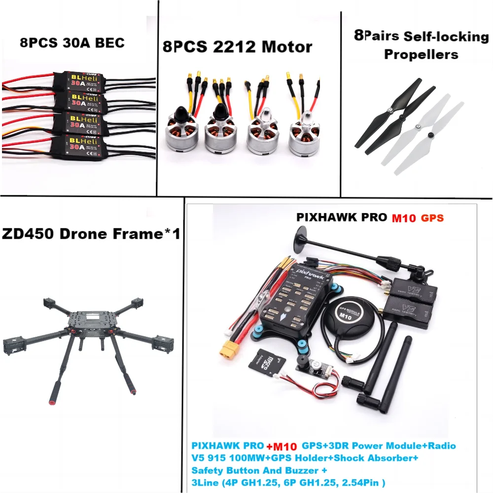 F450 GPS Quadcopter Drone Kit with Ardupilot and M10 Precision Tracking 915MHZ 100MW M10 Tidesmit