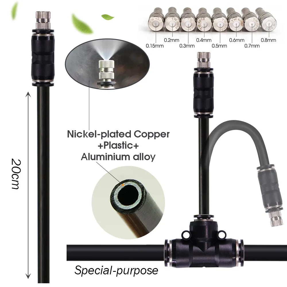 Black misting connector with nickel-plated copper, plastic, and aluminum-alloy parts