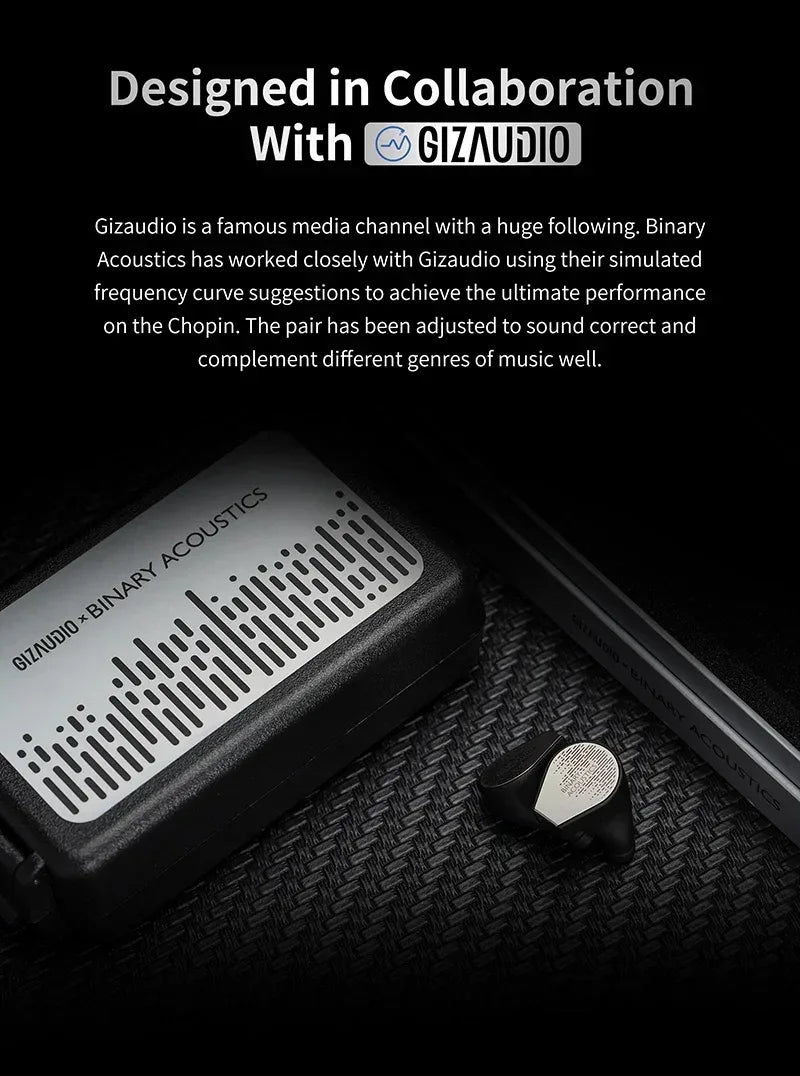 Binary Gizaudio Chopin IEMs | 1DD+3BA Hybrid HiFi Earphones | Tidesmit Tidesmit