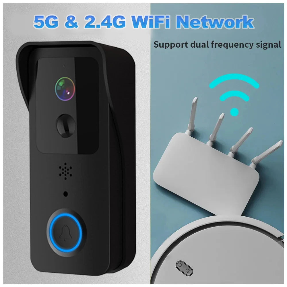 1080P HD WiFi Doorbell Camera with Night Vision PIR Motion Detection 5G 2.4G Intercom Doorbell for Tuya Smart Home Ring