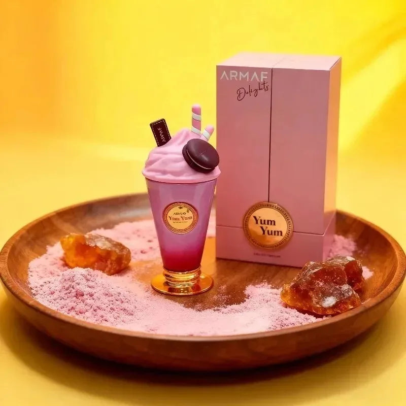 Armaf Yum Yum EDP: 100ml women’s sweet floral fruity perfume in a unique dessert-themed bottle. Premium gourmet scent.