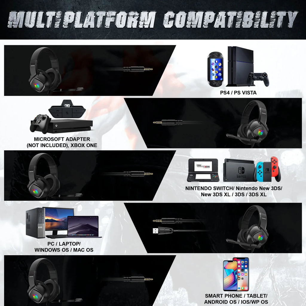 Wired Gaming Headset with Noise Canceling Mic & RGB - K19 Model Tidesmit