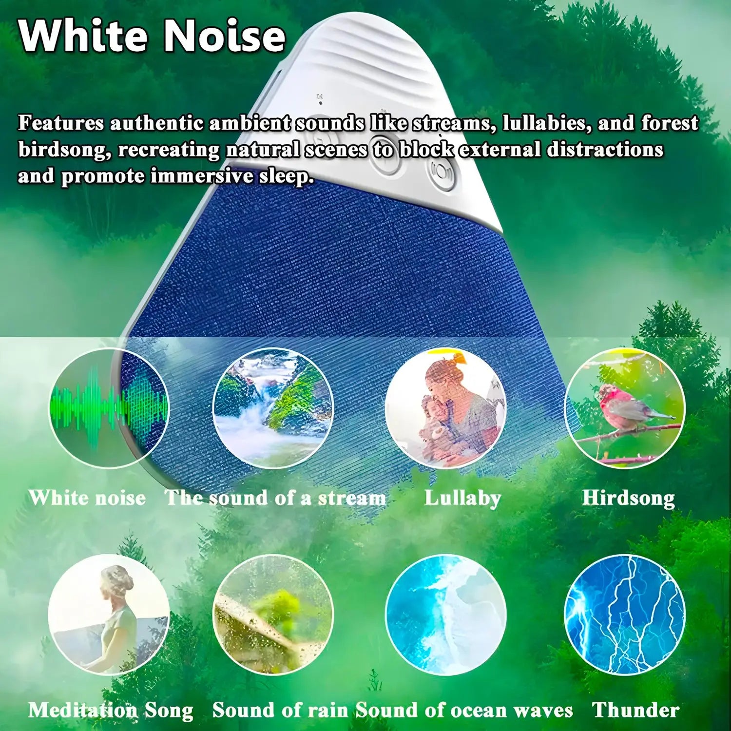 Bluetooth Pillow Speaker Wireless Sleep Music Player Under Pillow White Noise Machine Stereo Timer Auto-Off for Insomnia