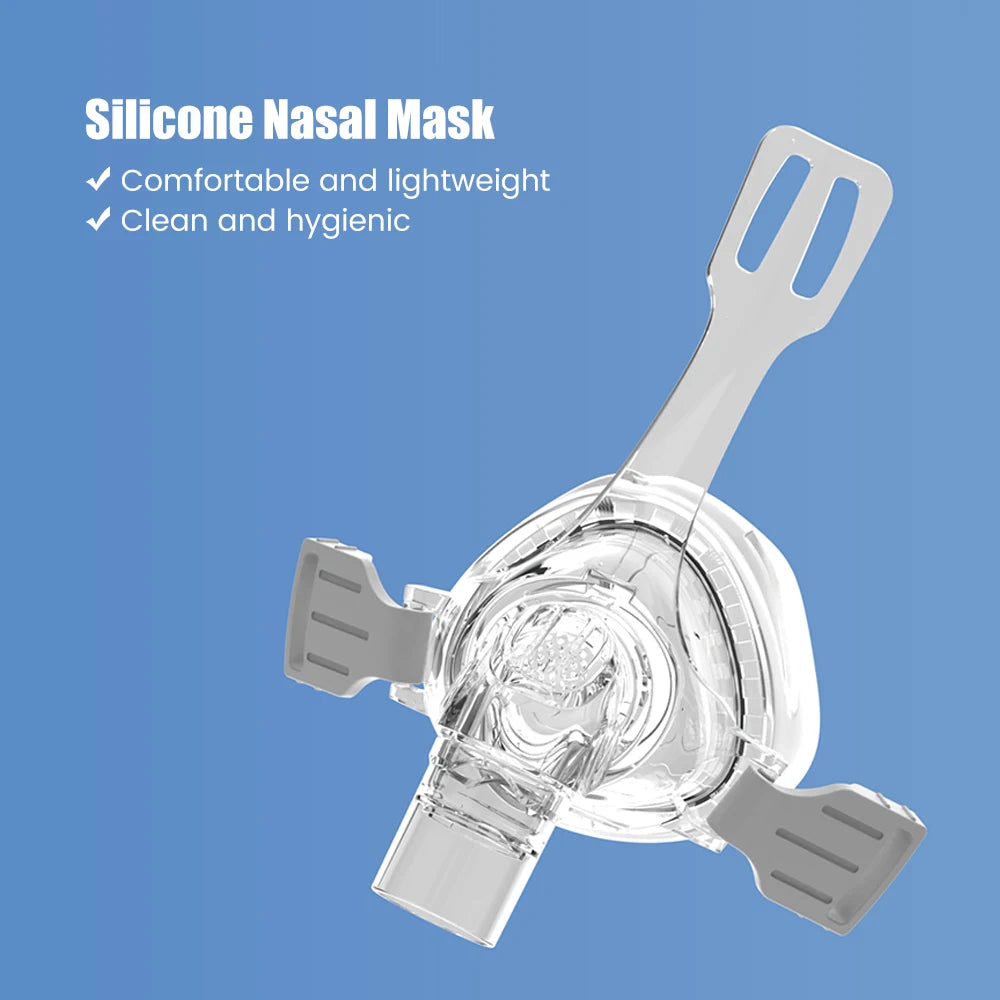 Anti-Snoring Nasal CPAP Replacement Mask with Headgear Strap Reusable Nasal Mask Soft Silicone Full Face CPAP Mask with Headband