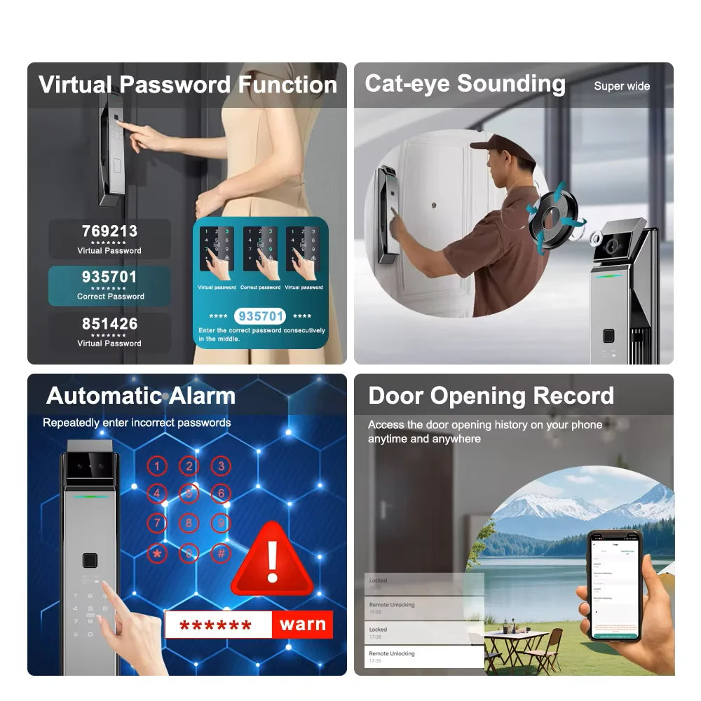 Fingerprint Smart Door Lock Face Recognition Fingerprint Lock With Camera Biometric Door Smart Digit Lock