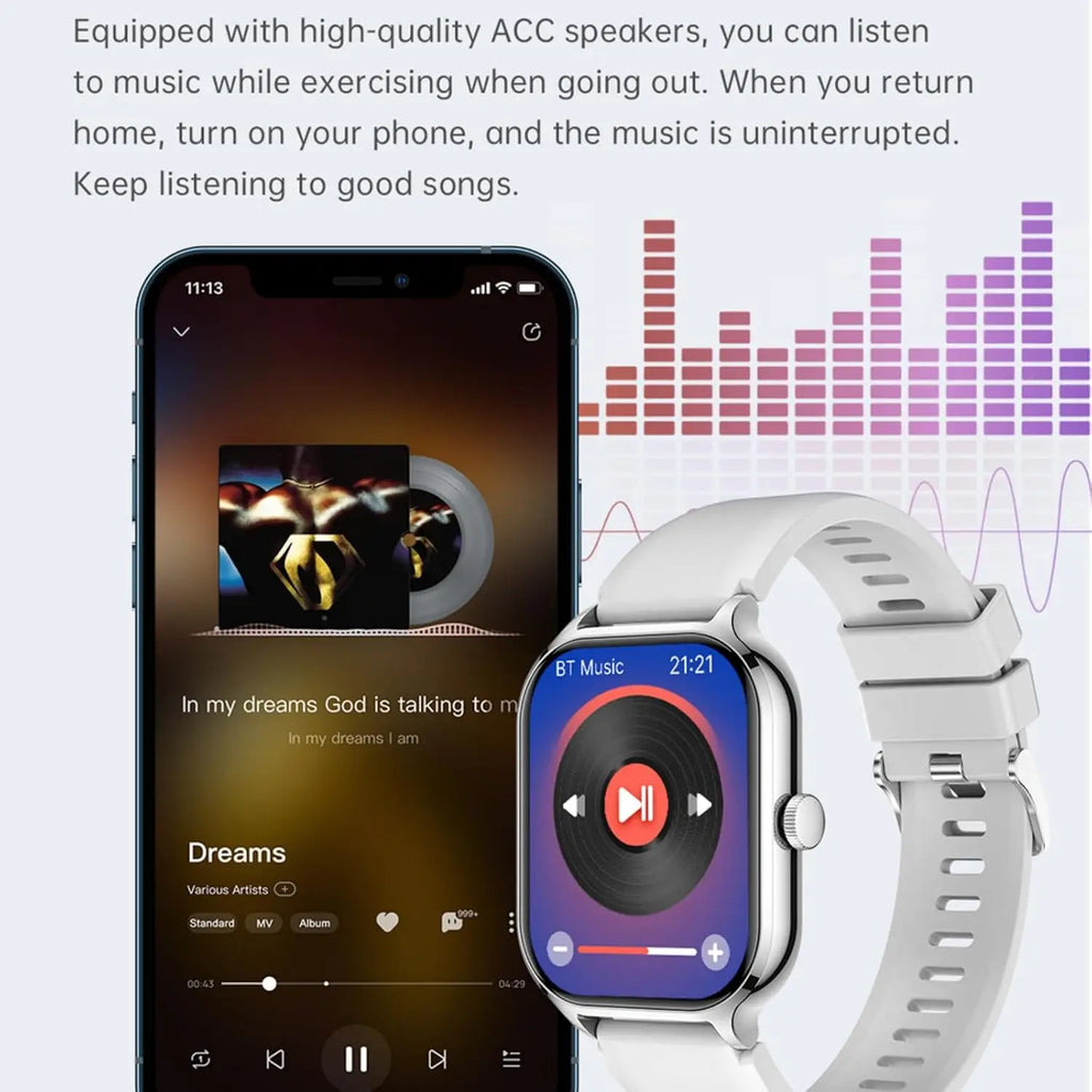 Smartwatch with HD Touch Screen, Wireless Calling, Alarm, Multi-Sport Modes, Sedentary Reminder, Calculator, Suitable for Both Android and IPhone, Unisex,Valentine's Day/Christmas/New Year/Birthday Watch Gifts