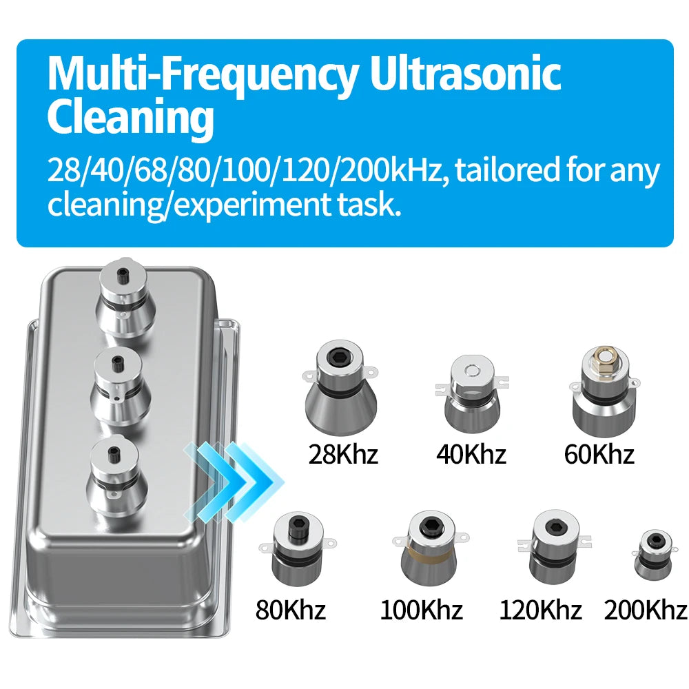 Tidesmit 4.5L ultrasonic cleaner featuring food-grade stainless steel interior and multi-frequency settings side view
