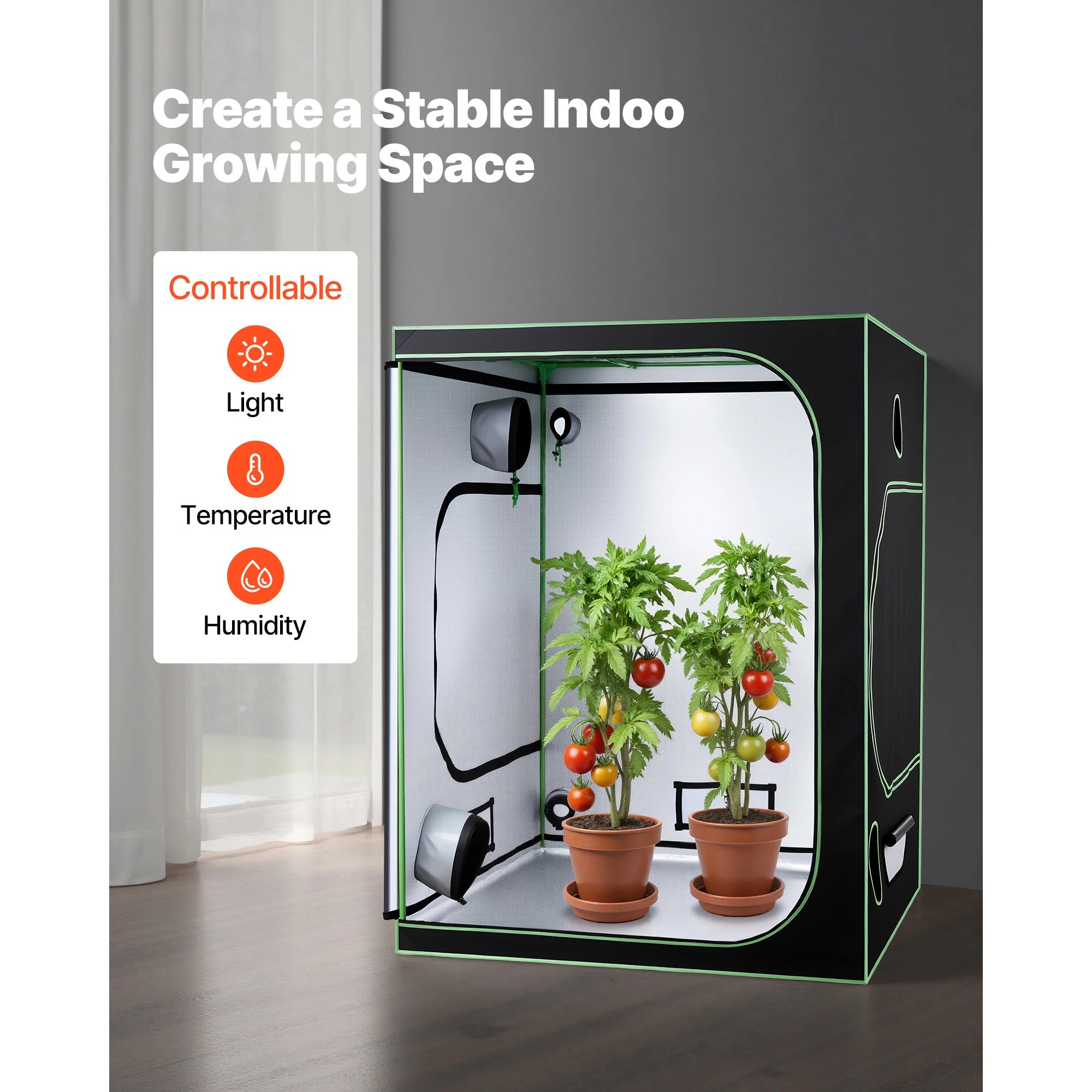 SucceBuy Indoor Grow Tent Kit Indoor Plant Tent with Ventilation System High Reflective Mylar Growing Tents for Flower Veggie