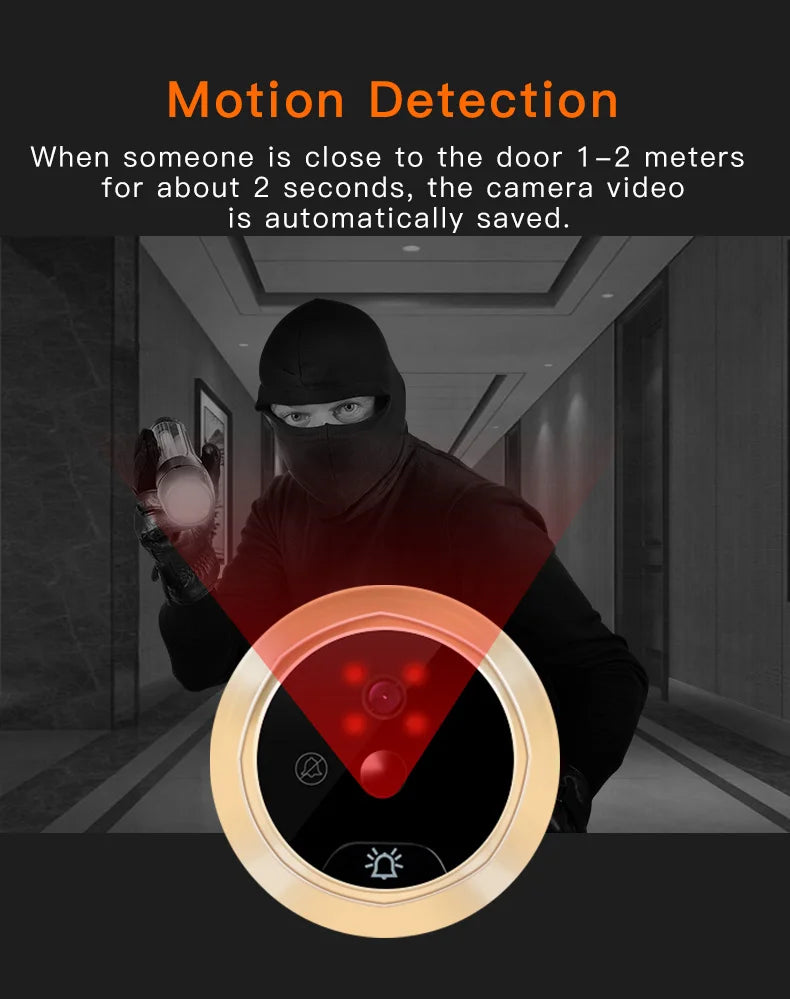 New 4.3 Inch Peephole 140° Smart Video Doorbells Door Viewer Camera Security Monitor 1080P HD Visual Doorbell