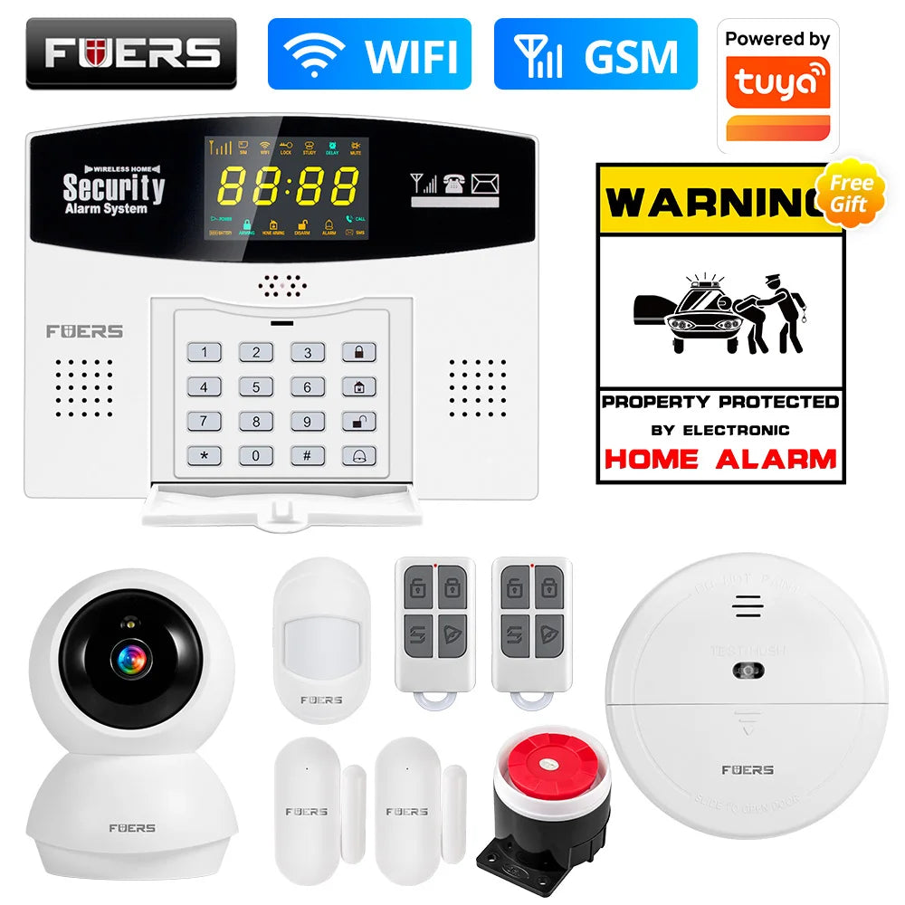 Fuers WIFI 4G 2G GSM Alarm System work with Tuya SmartBurglar Alarm Wireless Wired Security Zone Link Alexa Google Motion Sensor