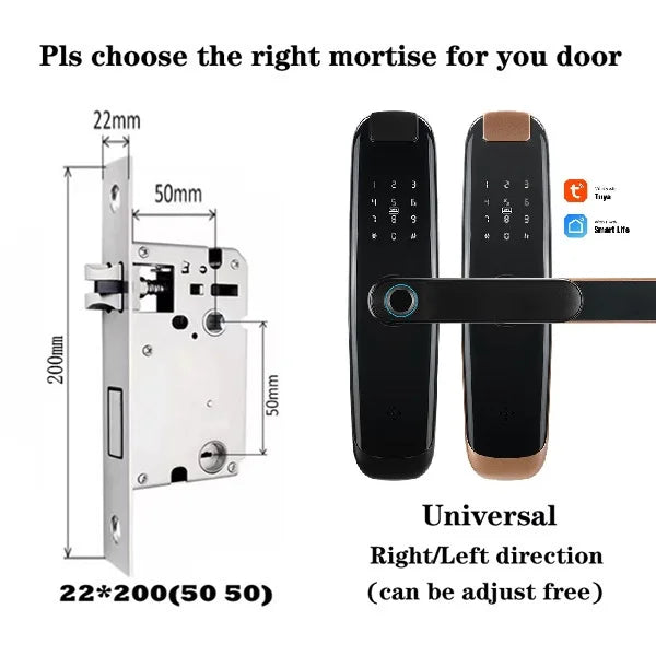 TUYA APP Compatible Smart Life App Unlock Smart Door Lock for Home Wood Door with Fingerprint Handle Combination Rfid Card
