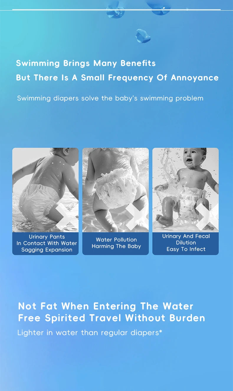 Waterproof Baby Swimming Diaper Disposable Swimwear Pull-Up Pants 0-3 Years Toddler Aquatic Trousers Infant Baby Swimming Trunks