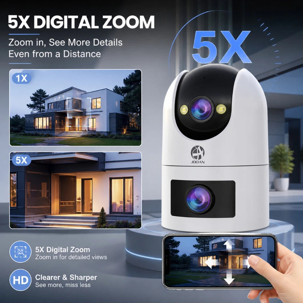 Jooan WiFi Surveillance Camera Dual Lens 4K 8MP HD Outdoor IP Camera AI Tracking Security Protection Wireless Smart Baby Monitor