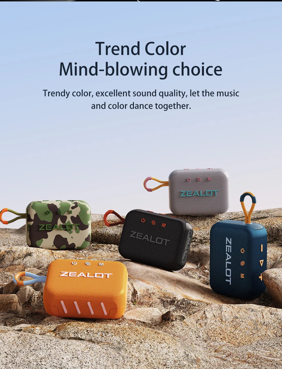ZEALOT-S75 10W Portable Subwoofer Wireless Shower Speaker, Hifi Sound Quality, Dual Pairing, 3000mAh Battery, 16 Hours Playtime