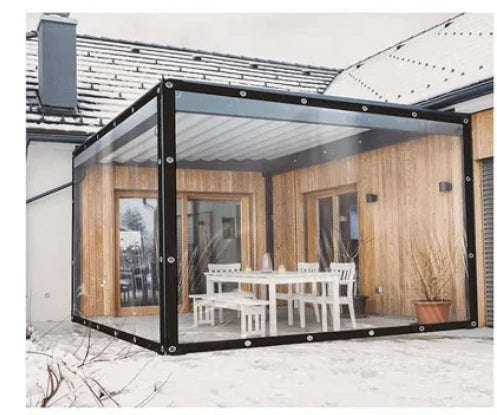 1PC Transparent Rainproof Shading Cloth Tarpaulin Hemming Punching Greenhouse Film Rain Cloth Windproof Plastic Insulation Film