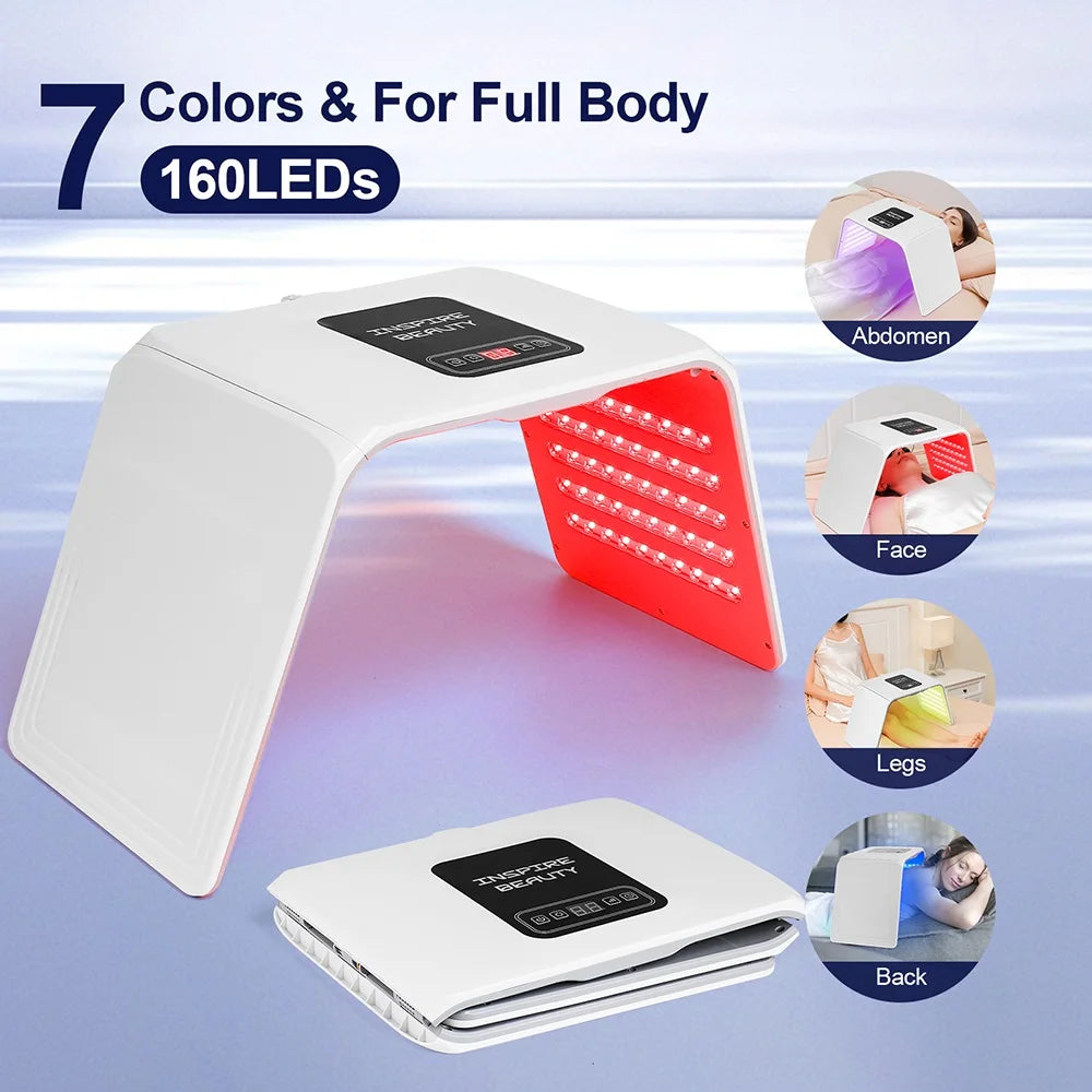 160 LEDs Foldable 7 Colors LED Photon Machine Home Use Beauty Salon LED Facial Body SPA Mask PDT Machine Face LED Mask Skin Care