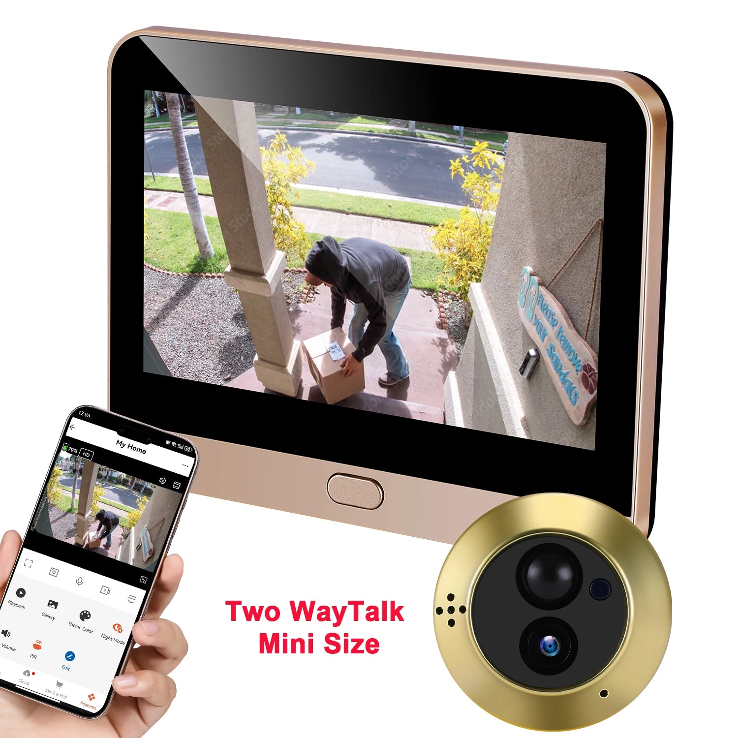 Tuya Smart Two Way Audio Door Eye Viewer With 3MP Camera Tuya 140 Degree Wide Angle Night Vision Video Door Phone Intercom